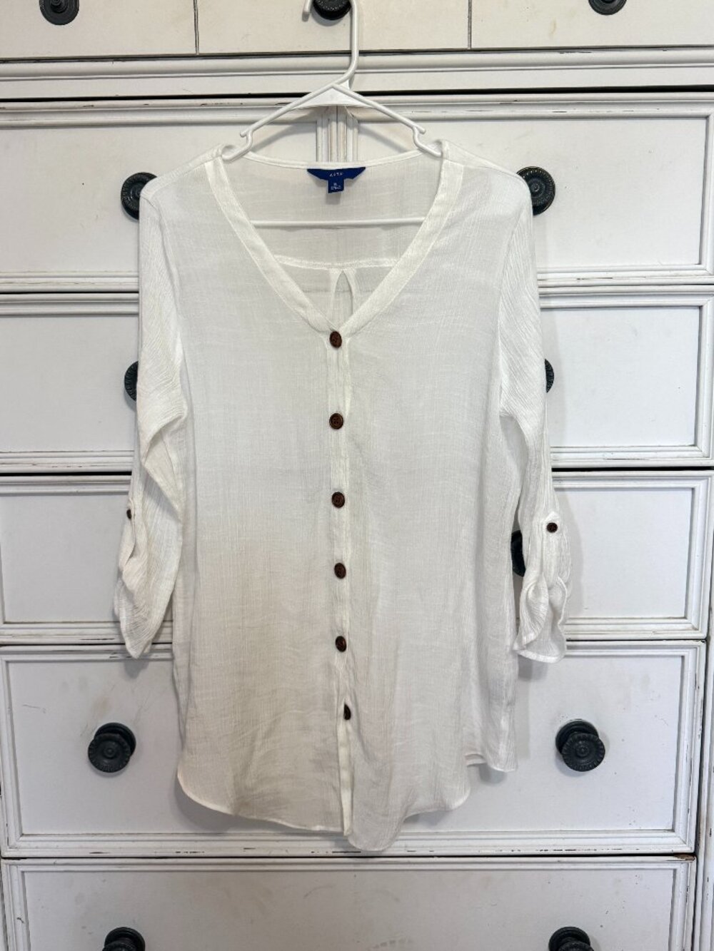 Apt 9 Sheer White Long Sleeve shirt Size XL